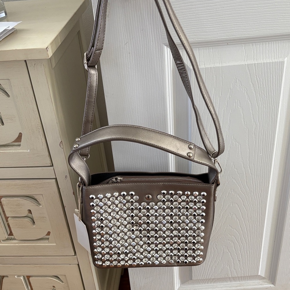 Glamorous Studded Metallic Crossbody Bag